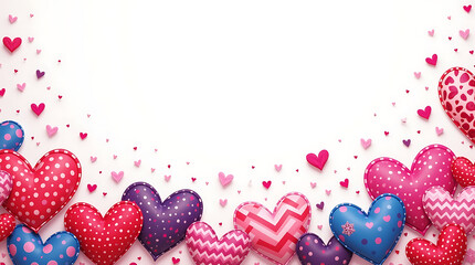 Colorful hearts border illustration