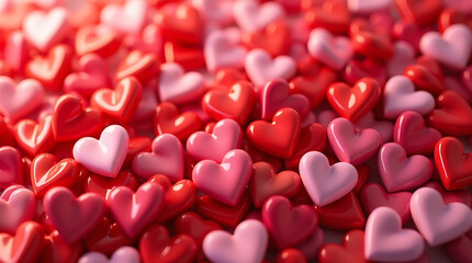 Scattered hearts in warm light illustration