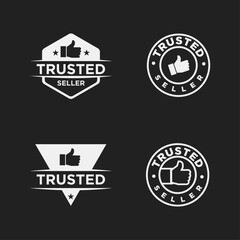 Obraz premium Trusted Seller and Trust Badges with Thumbs Up Icons for Quality and Approval