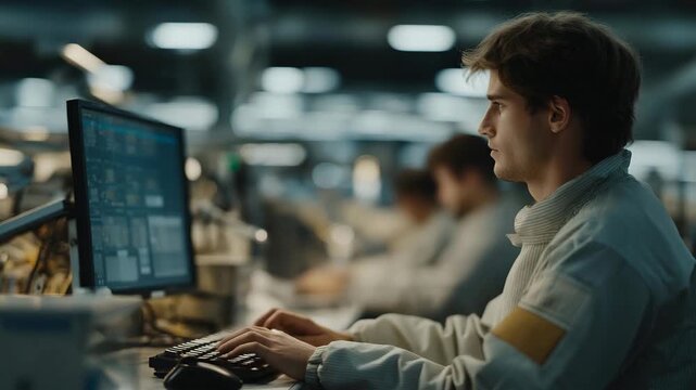An electronics cleanroom where engineers assemble microchips under laminar flow ceilings, preventing dust particles from disrupting high-precision manufacturing. cinematic color correction, natural