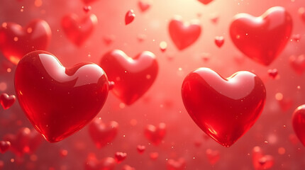 Floating hearts in love illustration