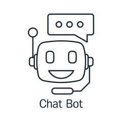 AI Artificial Intelligence Chatbot. Chat Bot. Vector linear icon illustration isolated on white background.