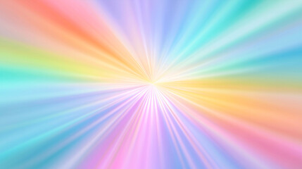 Obraz premium パステルカラーの放射状ラインが広がる虹色のサンバースト背景