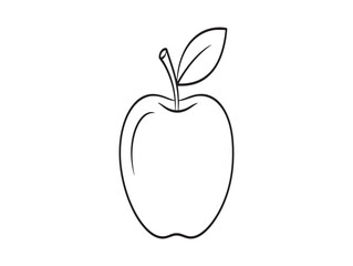 Simple hand drawn sketch of a single apple with a leaf on a white background illustration