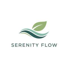 Logo design featuring leaves and flowing water