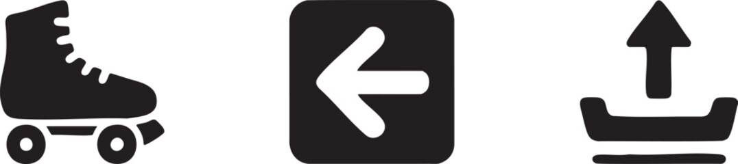 Recreation Export Icons Roller Skate and Upload Arrow