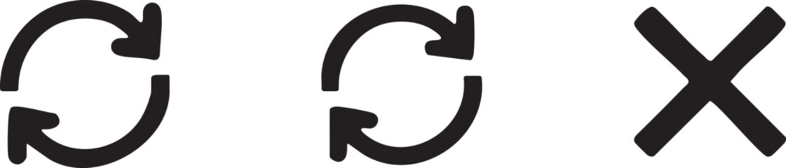 Refresh Close Icons Set for Interface Navigation Actions