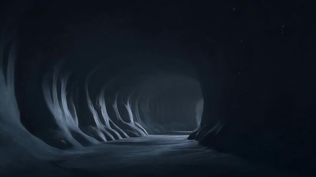 Large hollow underground cavity with smooth rock walls
