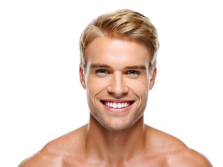 Smiling Handsome Man with Bright Blue Eyes and Fair Hair