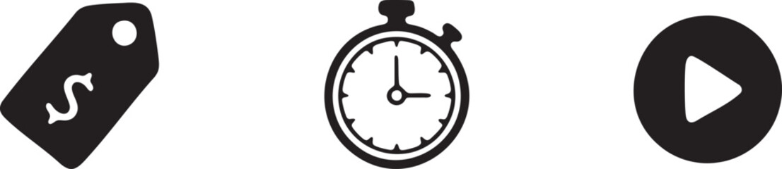 Saas Pricing Tag Dollar Sign and Trial Stopwatch