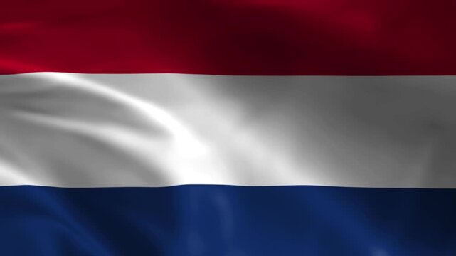 Waving Dutch flag national symbol of the Netherlands with red white and blue stripes realistic fabric texture for patriotic or travel concepts