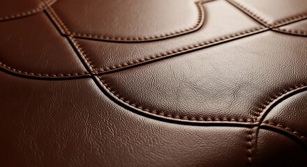 Obraz premium Rich brown padded material features detailed contrast stitching in a repeating geometric pattern