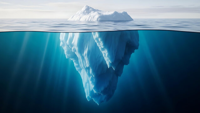 Iceberg Above and Below Water in Arctic Ocean Concept Image