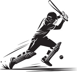 A dynamic illustration of a cricket batsman in mid swing preparing to hit the ball