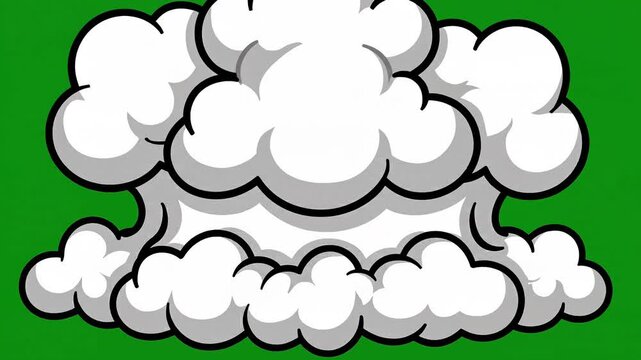 2d animated cartoon black bomb bursting against green screen background.