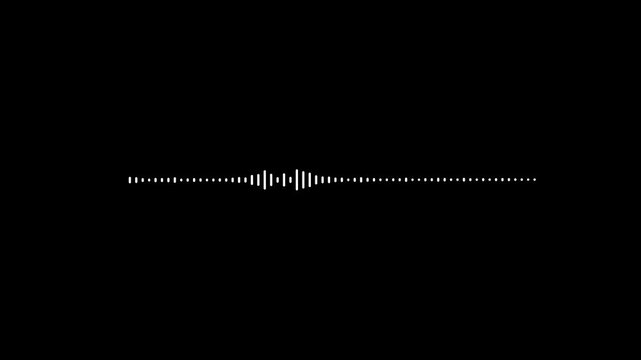Audio spectrum animation, sound waves loop animation, Music waves oscillation, sound wave or Circular interface audio voice music. Recording studio with horizontal, wave behind the black background.
