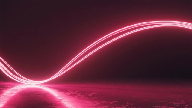 Glowing curve hot pink light bending flexible laser ribbon crisp edges futuristic ambience cascading softly surreal cinematic ethereal atmosphere glow layers