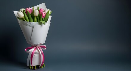 Celebrating women's day with beautiful tulips bouquet for her