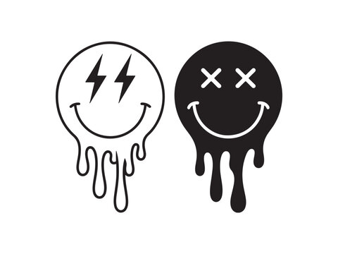 Two stylized smiley faces that appear to be melting vector icon.