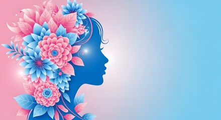 International women's day celebration with floral silhouette portrait