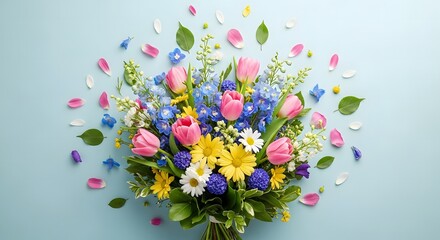 Happy women's day bouquet of colorful flowers for her