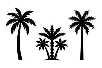 Black silhouette palm trees vector illustration tropical beach vacation summer design element graphic art