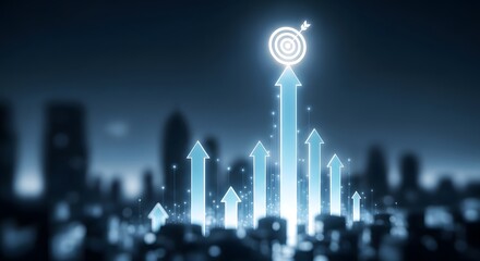 Futuristic city skyline with a glowing fingerprint and digital data streams concept