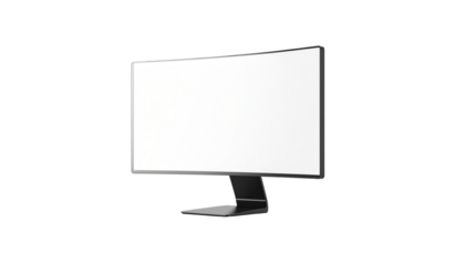 Computer monitor with a blank white screen isolated on transparent background