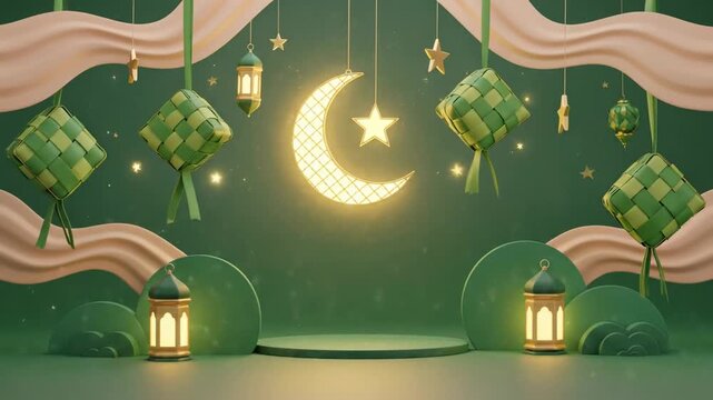 Islamic Celebration 3D Scene for Ramadan and Hari Raya