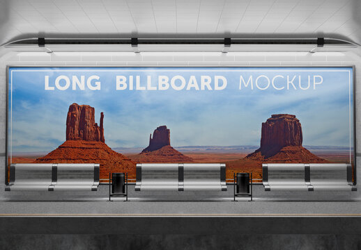 Wide Subway Billboard Advertising Mockup