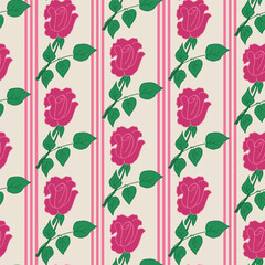 Seamless floral pattern with roses. Print for textile, wallpaper, covers, surface. Retro stylization. For fashion fabric.
