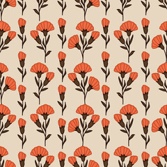 Seamless pattern with flowers. Print for textile, wallpaper, covers, surface. Retro stylization. For fashion fabric.