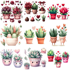 Cute Valentine Plant Couple Clipart Collection