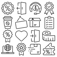 Shopping and E-commerce Essentials Icon Set Outline Style (Part 8)