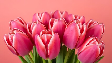Fototapeta premium Beautiful pink tulips bouquet for mother's day gift ideas and celebrations