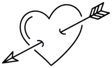 Valentine Heart with arrow line icon for romantic love symbol and Valentines day design