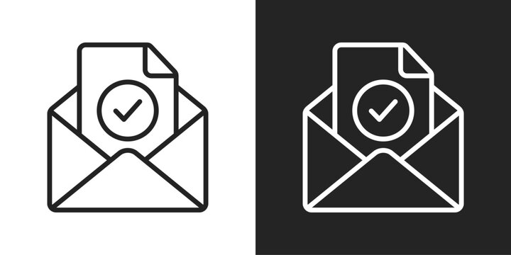 Verification Icon In Black And White Line Style