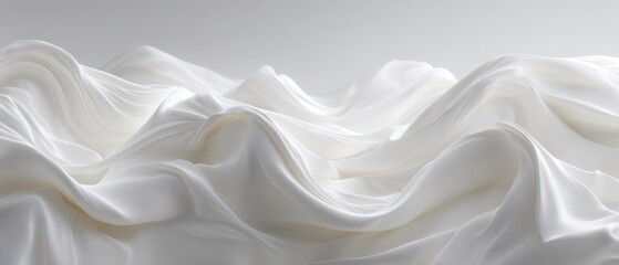 Obraz premium Ethereal Minimalist Surface with Flowing Milky White Fabric Waves