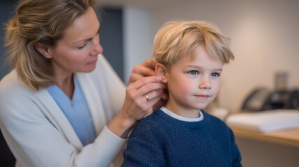 A modern diagnostic environment showcases hearing testing as part of ear, nose, and throat medical services, ensuring precise evaluation and patient care. cinematic color correction, natural uneven