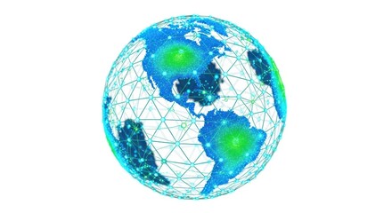 Global network digital connectivity concept with data points on earth's continents