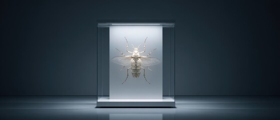 Minimalist Display of Single Insect Species in Glass Case