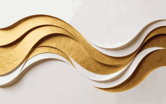 Abstract Golden Paper Cut Waves Luxury Background