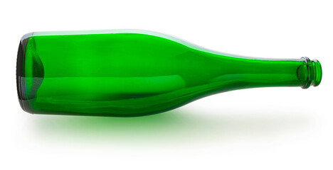 empty wine bottle on white isolated background