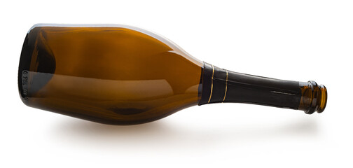 empty wine bottle on white isolated background