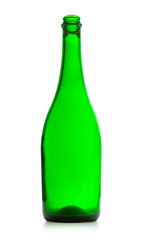 empty wine bottle on white isolated background