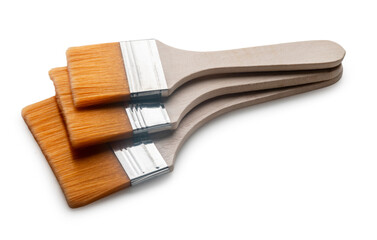 Construction brushes close-up on a white isolated background