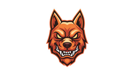 Fototapeta premium Angry Cartoon Dog Head with Sharp Teeth.