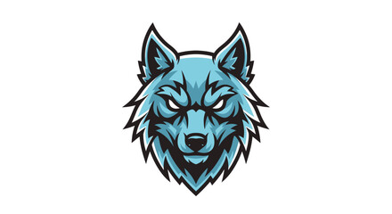 Fototapeta premium Blue Wolf Head Illustration with Angry Expression.
