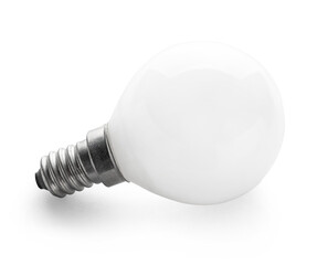 Light bulb close-up, on a white isolated background