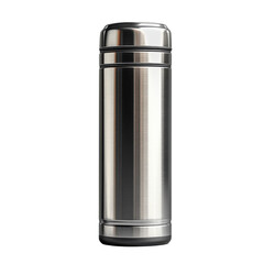 High-resolution stainless steel thermos isolated on transparent background